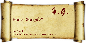 Hesz Gergő névjegykártya